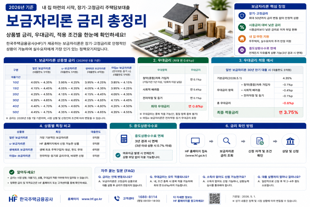 보금자리론 금리 안내 인포그래픽