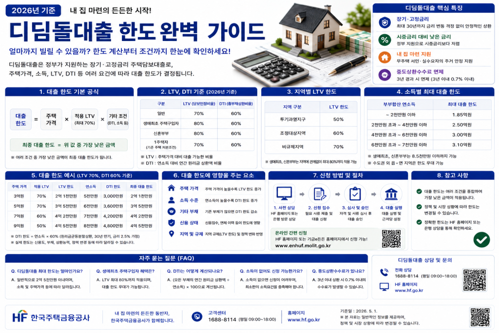 디딤돌대출 한도 안내 인포그래픽