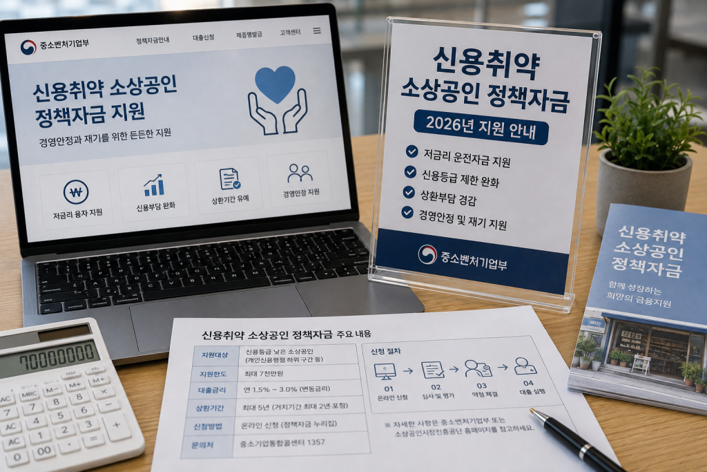 신용취약 소상공인 정책자금 안내 화면