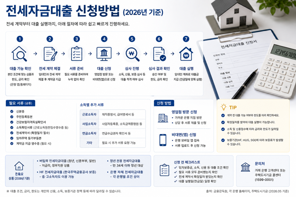 전세자금대출 신청방법 인포그래픽