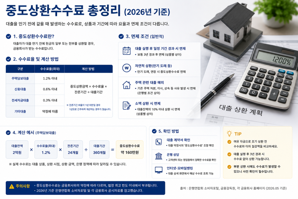 중도상환수수료 안내 인포그래픽