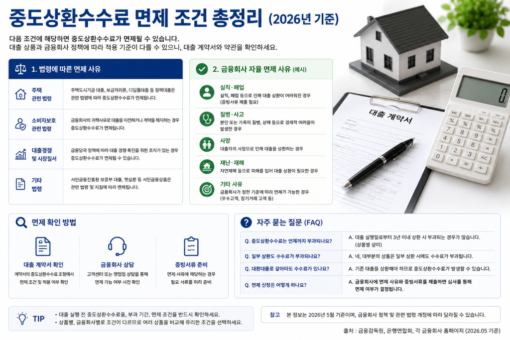 중도상환수수료 면제 조건 인포그래픽