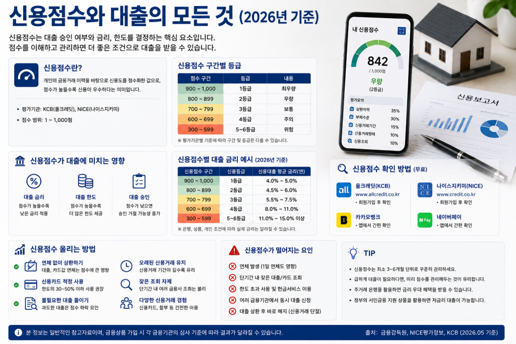신용점수와 대출의 관계 인포그래픽