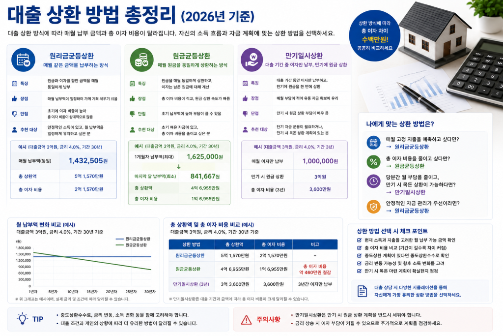 대출 상환방법 비교 인포그래픽