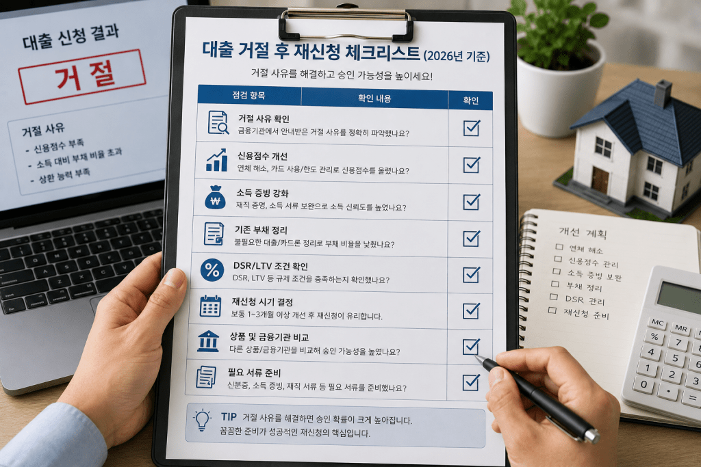 대출 거절 사유 체크리스트 인포그래픽