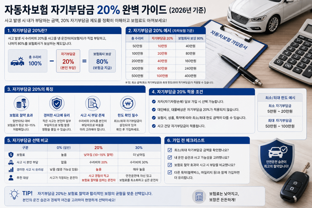 자동차보험 자기부담금 안내 인포그래픽