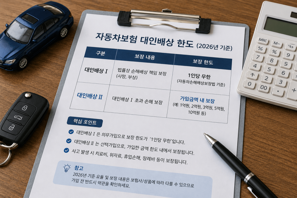 자동차보험 대인배상 한도 안내 인포그래픽