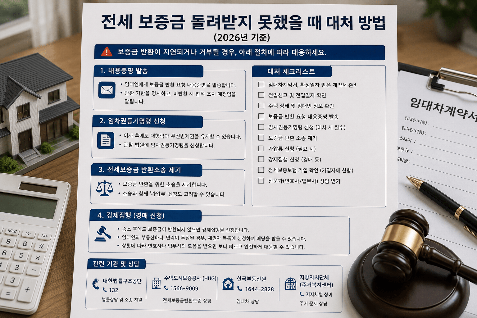 2026 전세보증금 못 받을 때|내용증명·임차권등기명령·HUG 청구 순서
