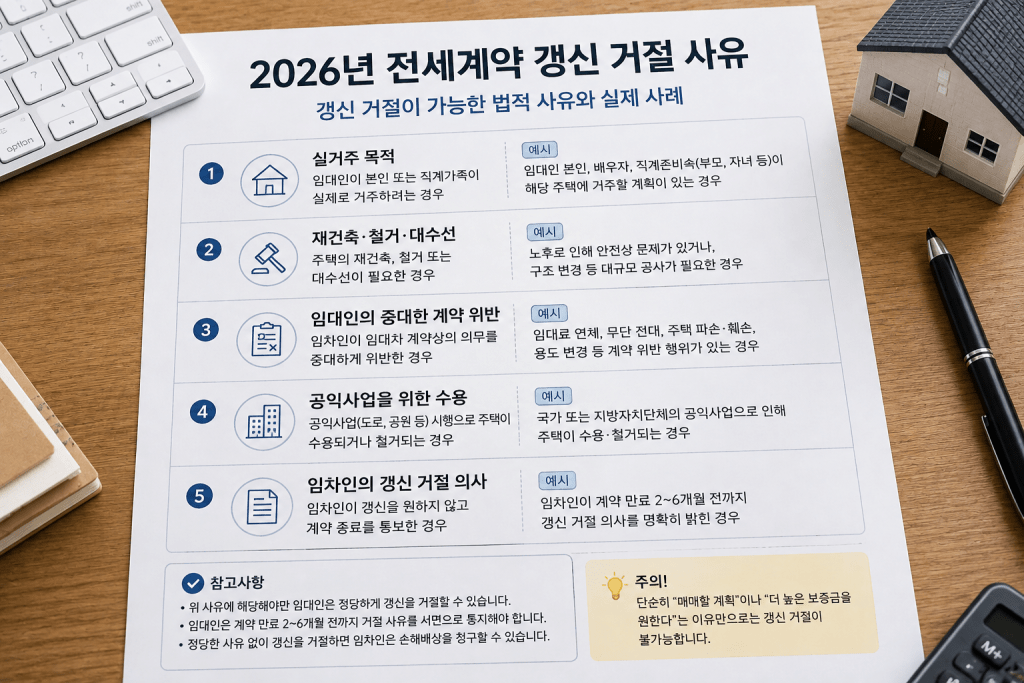 전세계약 갱신 거절 사유 안내 인포그래픽