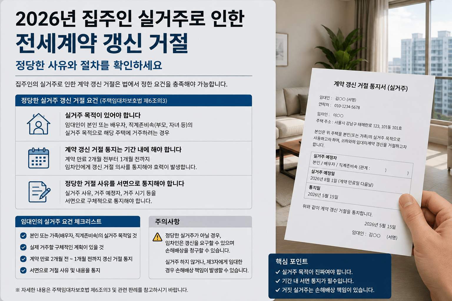 2026 집주인 실거주 계약갱신 거절｜진짜 안 살면 손해배상 받을까?