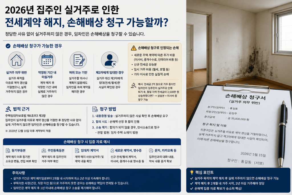 집주인 실거주와 전세계약 해지 안내 인포그래픽