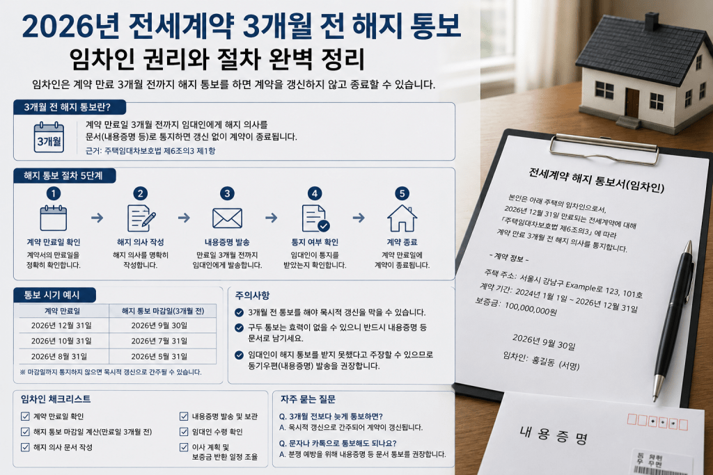 전세계약 해지 통보 관련 안내 인포그래픽