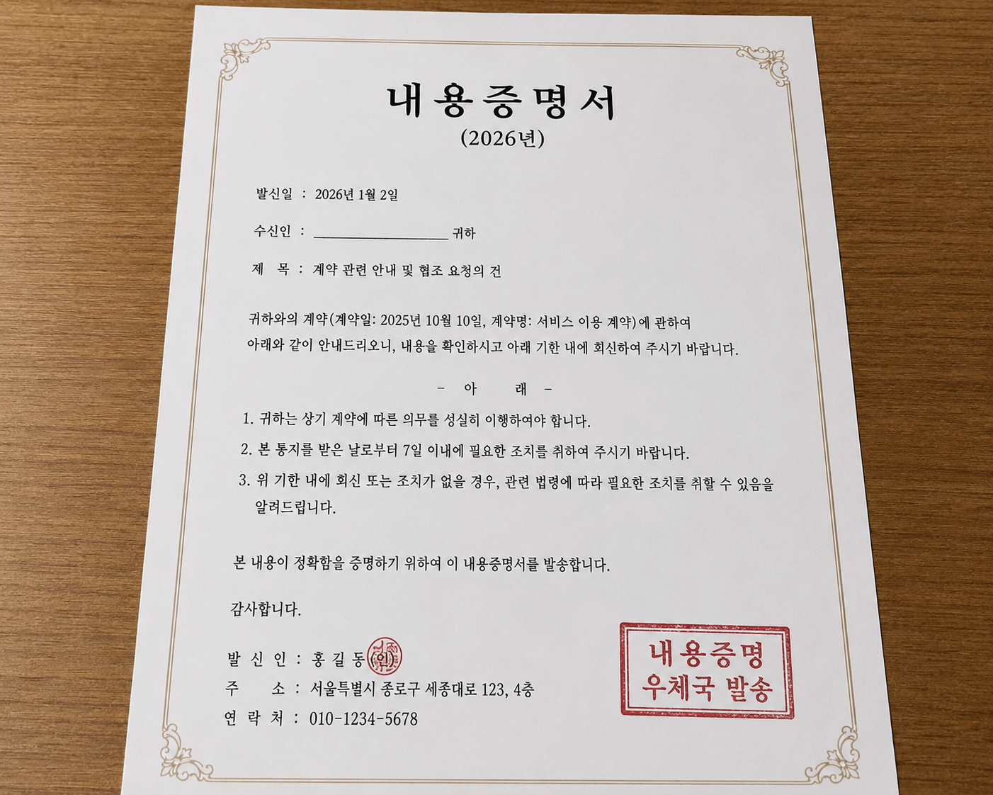 2026 내용증명 작성법|효력·보내는 법·양식과 작성 예시