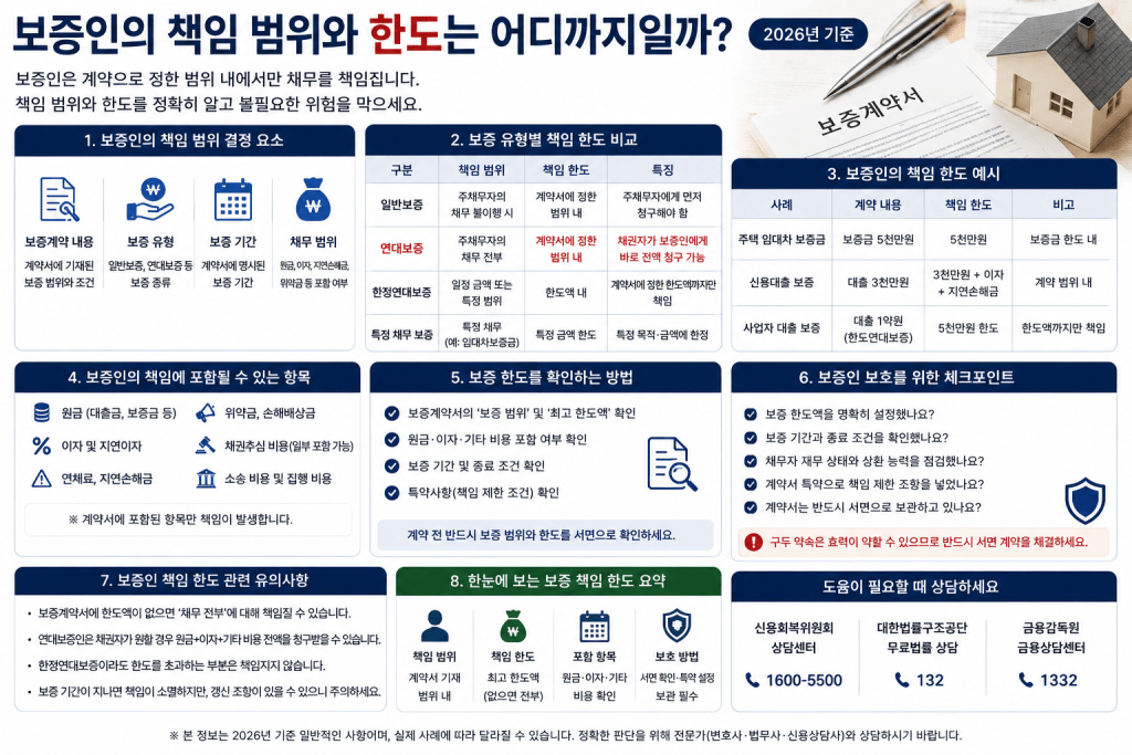 보증인의 책임 범위 및 한도 인포그래픽