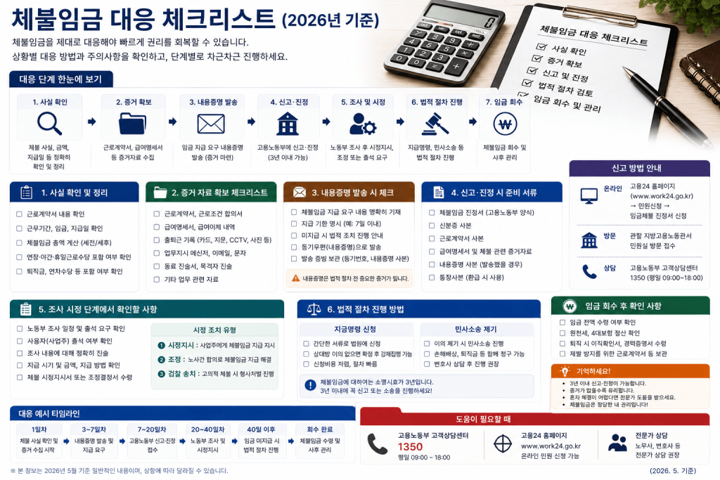 체불임금 대응 체크리스트 인포그래픽