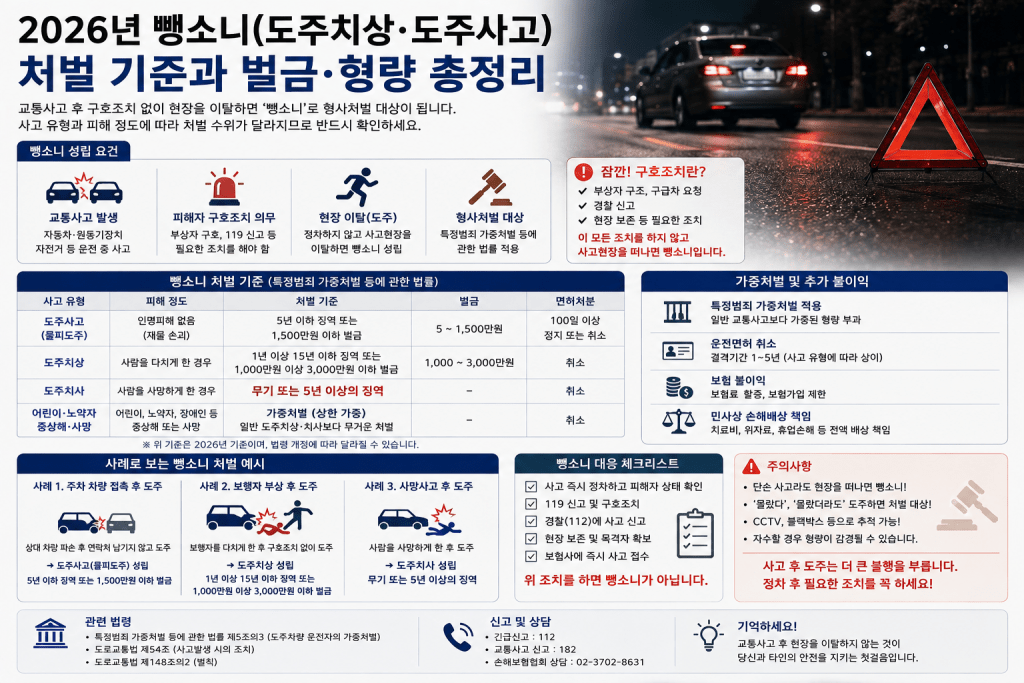 뺑소니 처벌 및 대응 안내 인포그래픽