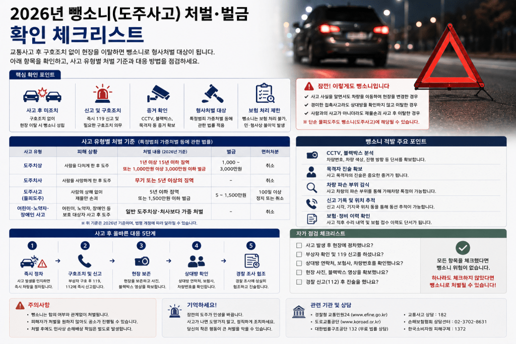 뺑소니 확인 체크리스트 인포그래픽