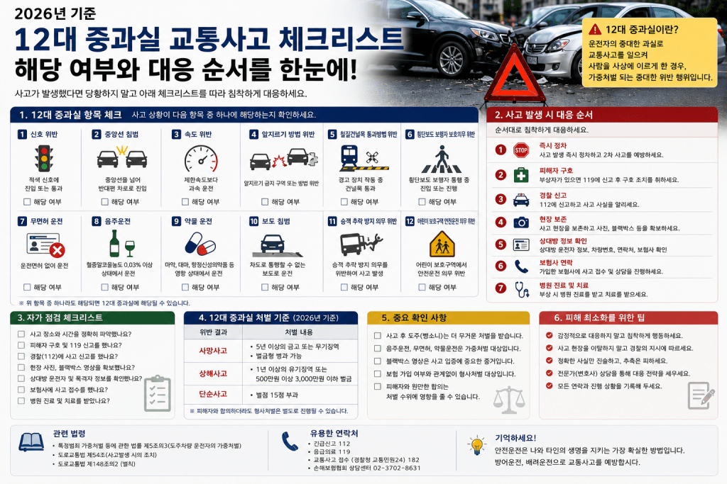 과실 교통사고 체크리스트 인포그래픽