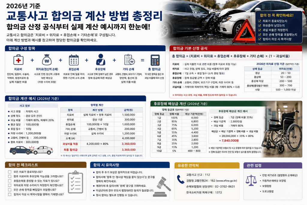 교통사고 합의 계산 방법 인포그래픽
