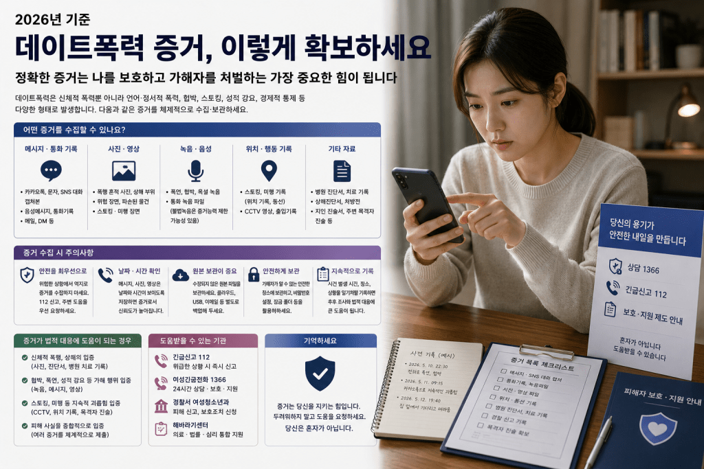 데이트폭력 증거 확보 안내 인포그래픽