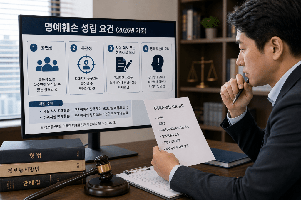 명예훼손 성립 요건 인포그래픽