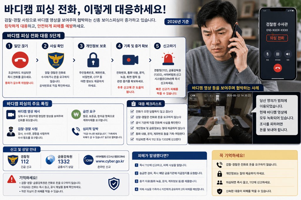 바디캠 피싱 전화 대응 안내 인포그래픽
