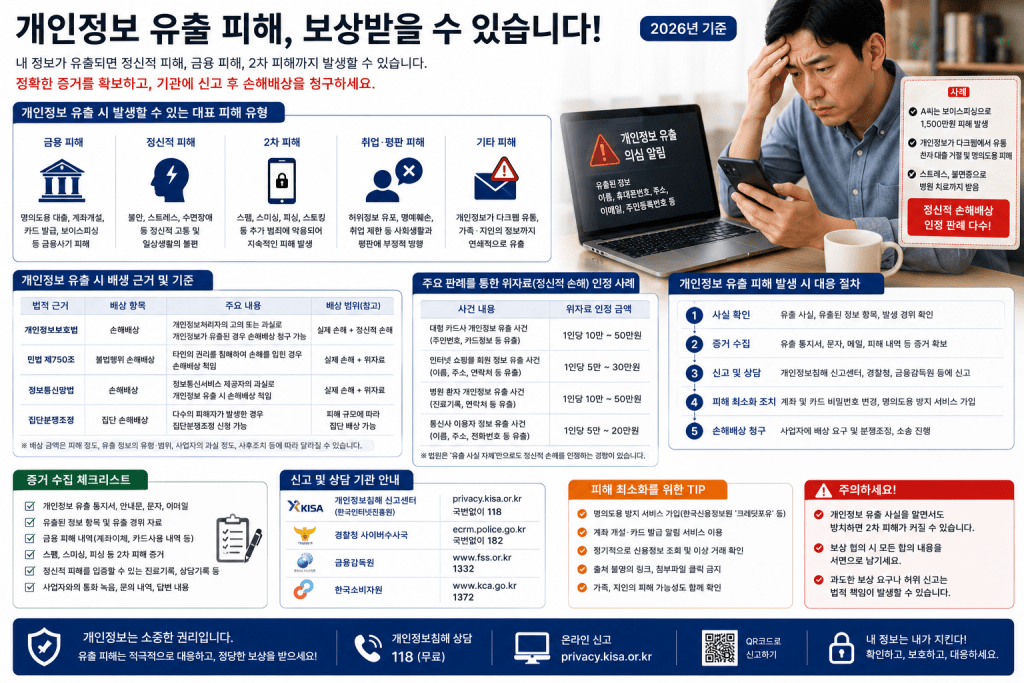 개인정보 유출 피해 및 보상 안내 인포그래픽