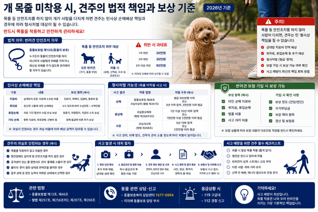 반려견 물림 사고 보상 기준 인포그래픽