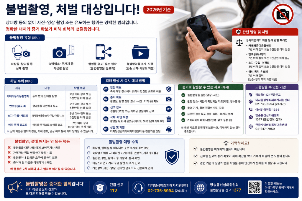 불법촬영 및 처벌 안내 인포그래픽