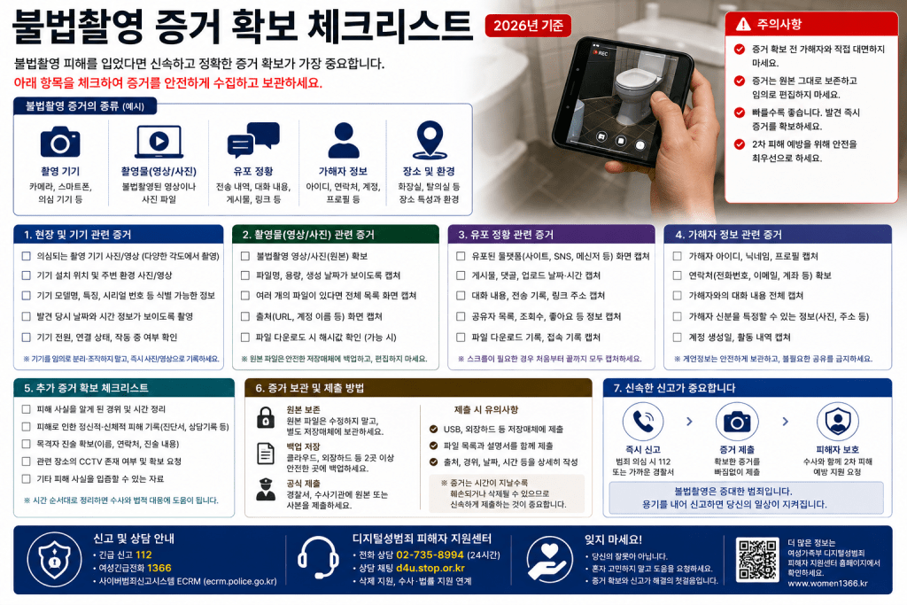 불법촬영 증거 확보 체크리스트 인포그래픽