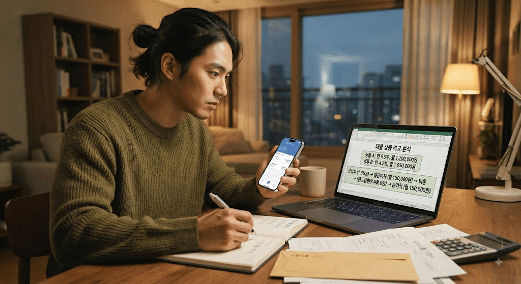 휴대전화 화면을 확인하는 남성
