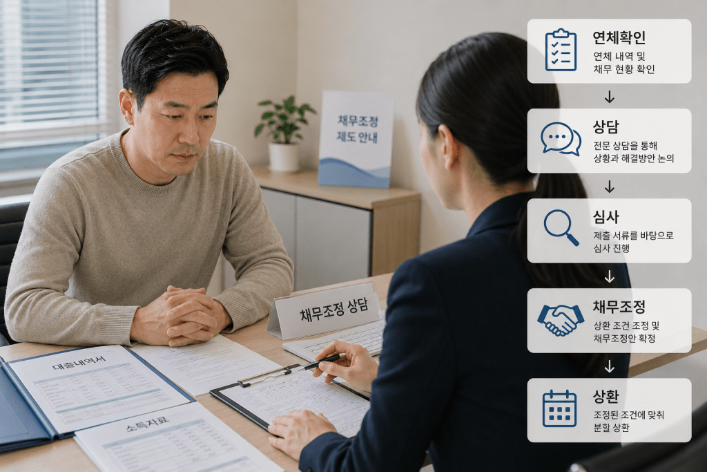 책상에 펼친 서류를 검토하는 남성