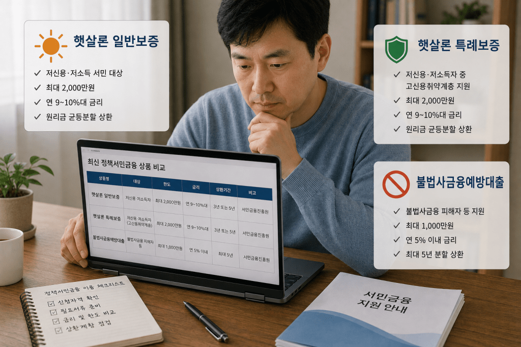 금융 확인 항목이 표시된 안내 자료를 검토하는 남성