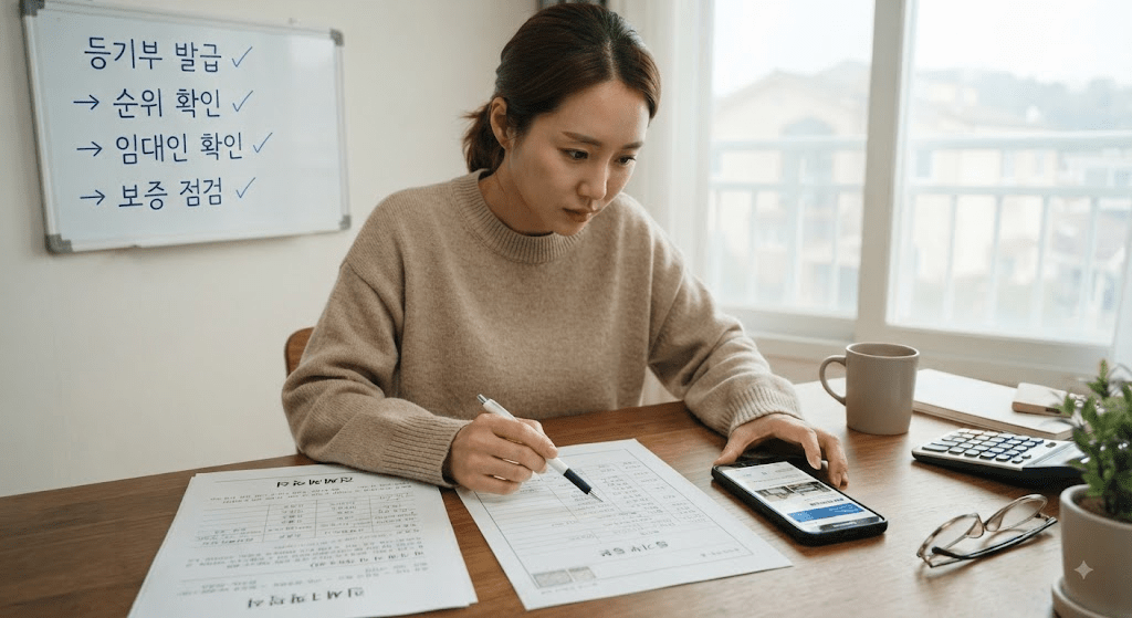 계약 서류를 작성하는 여성