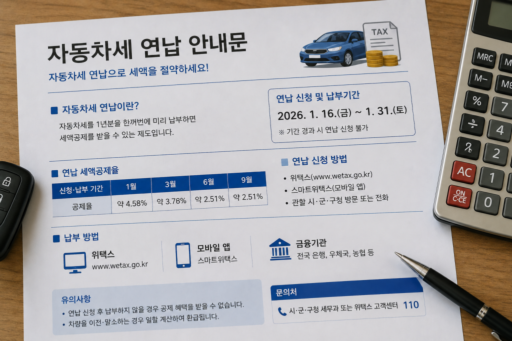 자동차세 연납 안내문 예시