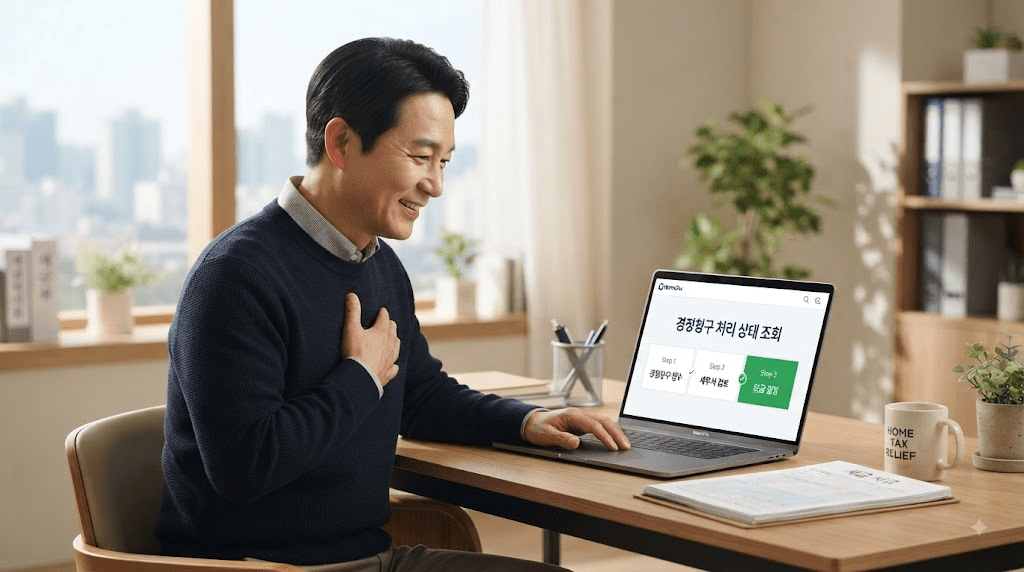 노트북 또는 컴퓨터 화면과 서류를 확인하는 남성