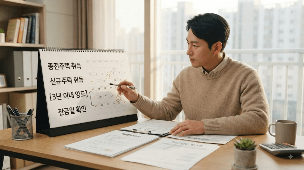 책상에 펼친 서류를 검토하는 남성