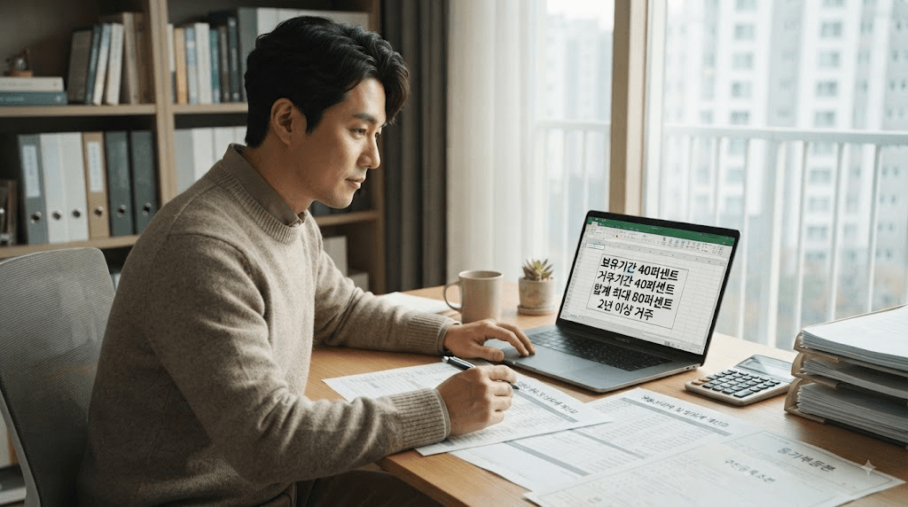 노트북 또는 컴퓨터 화면과 서류를 확인하는 남성