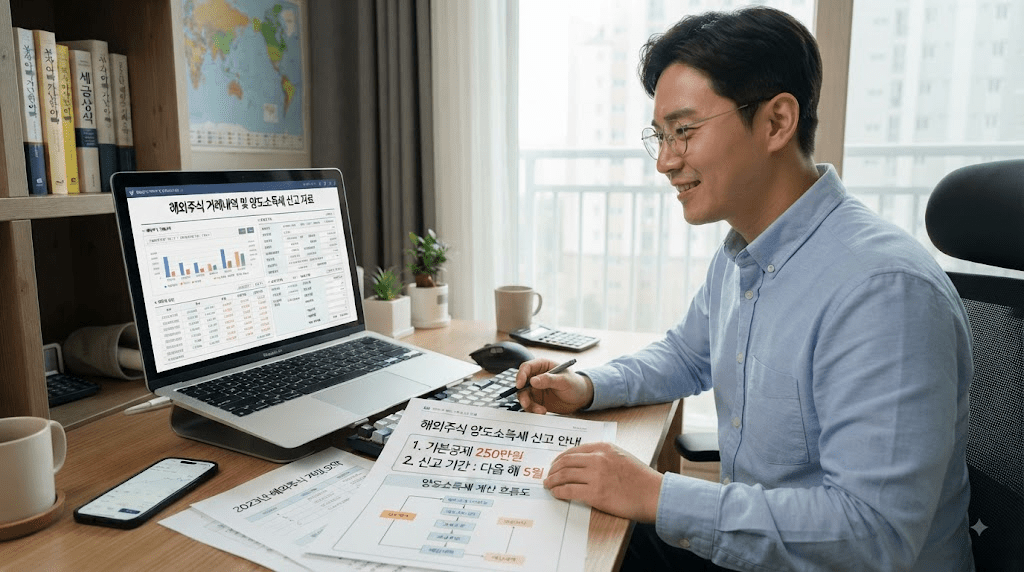 2026 해외주식 양도소득세 신고|250만원 공제·손익통산·계산방법