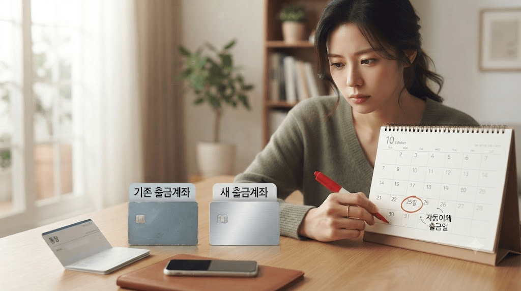 달력과 안내문을 확인하는 여성
