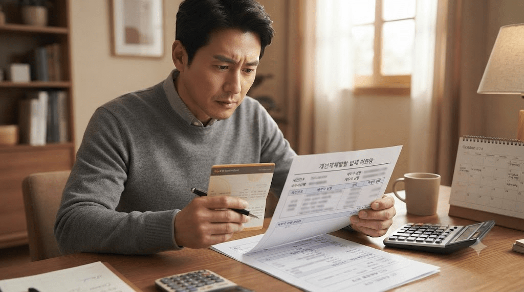 개인회생 변제금 미납 내역을 통장과 대조하는 채무자