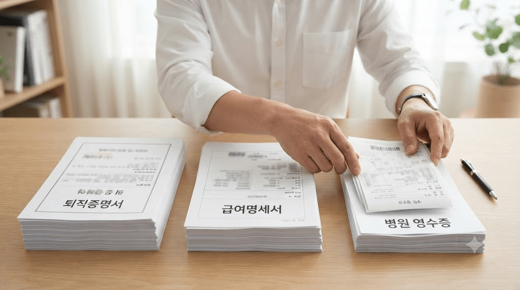 개인회생 미납 사유를 입증할 서류를 정리하는 모습