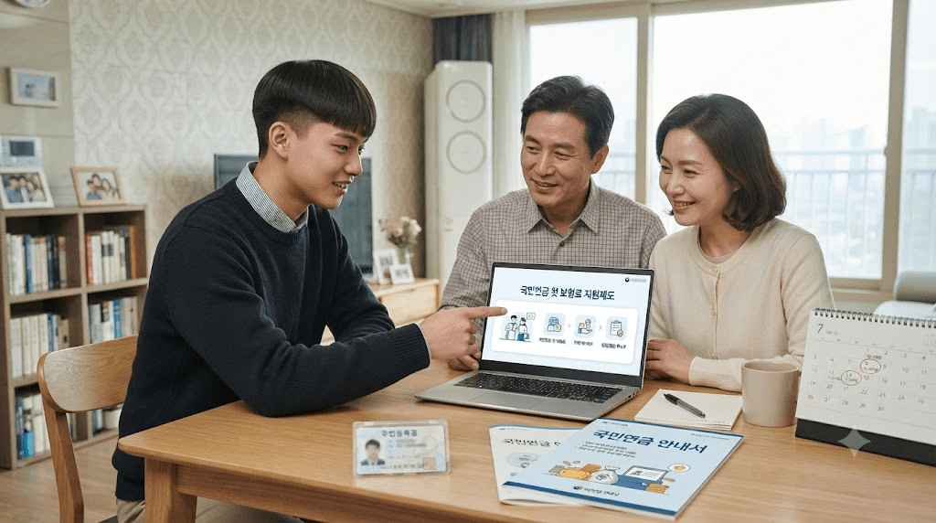 안내 자료를 함께 읽는 부부