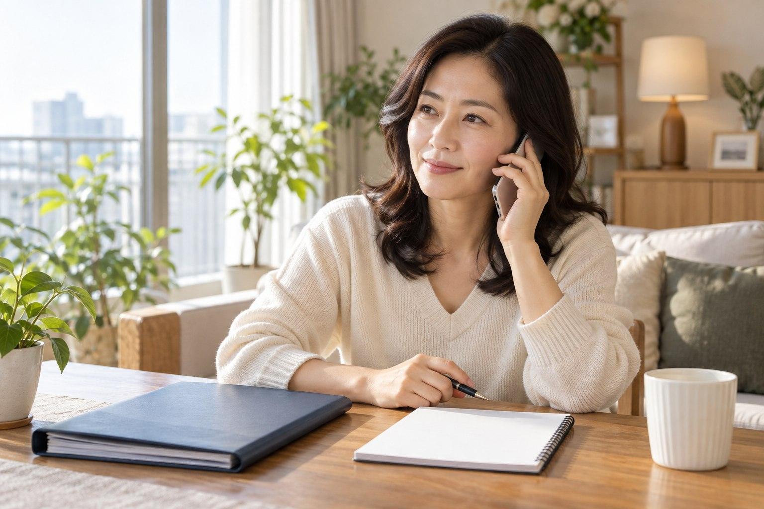 펀드 환매 처리 상태를 전화로 문의하는 장면