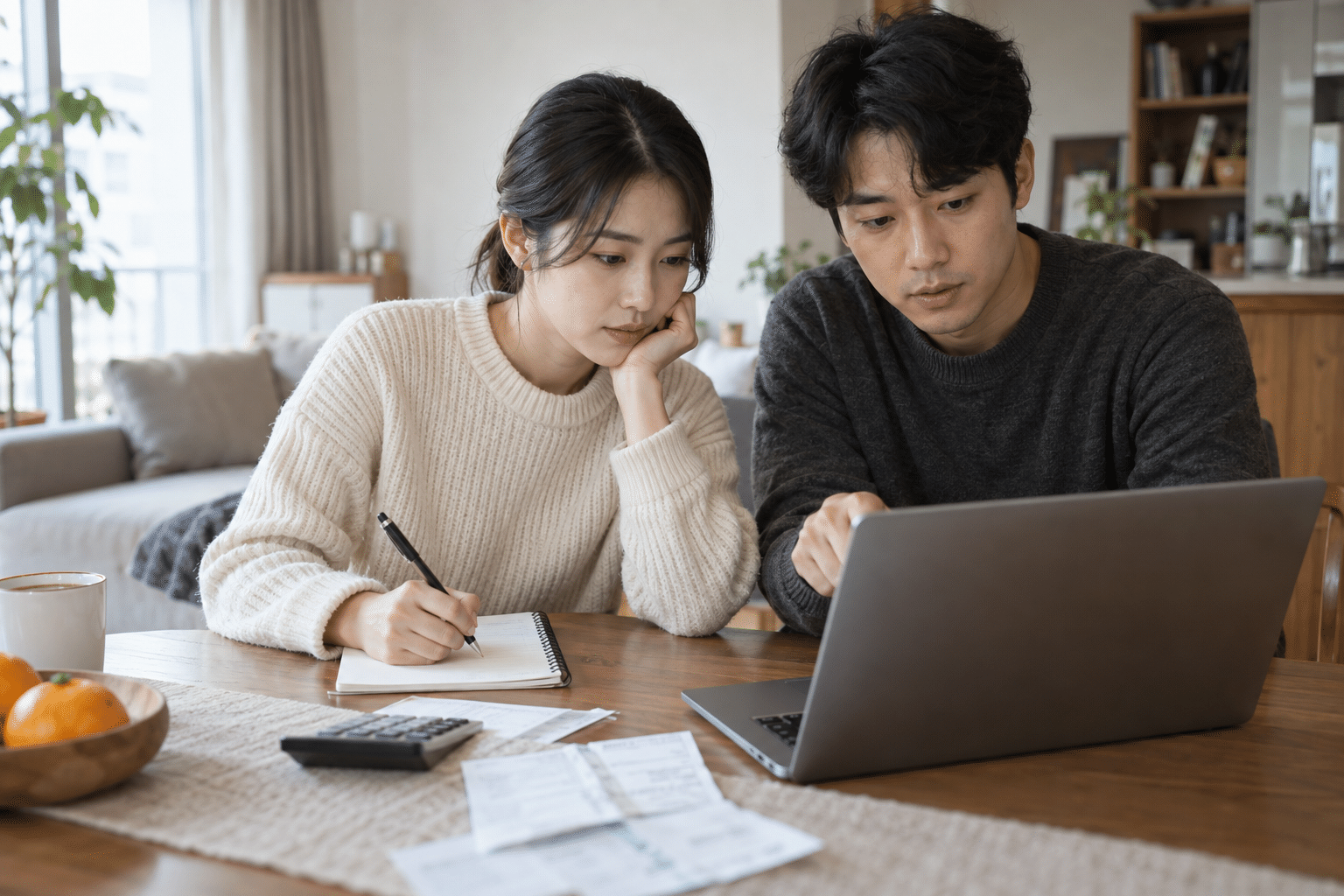 신용카드 결제일 변경 정보를 스마트폰에서 확인하는 한국인 남성