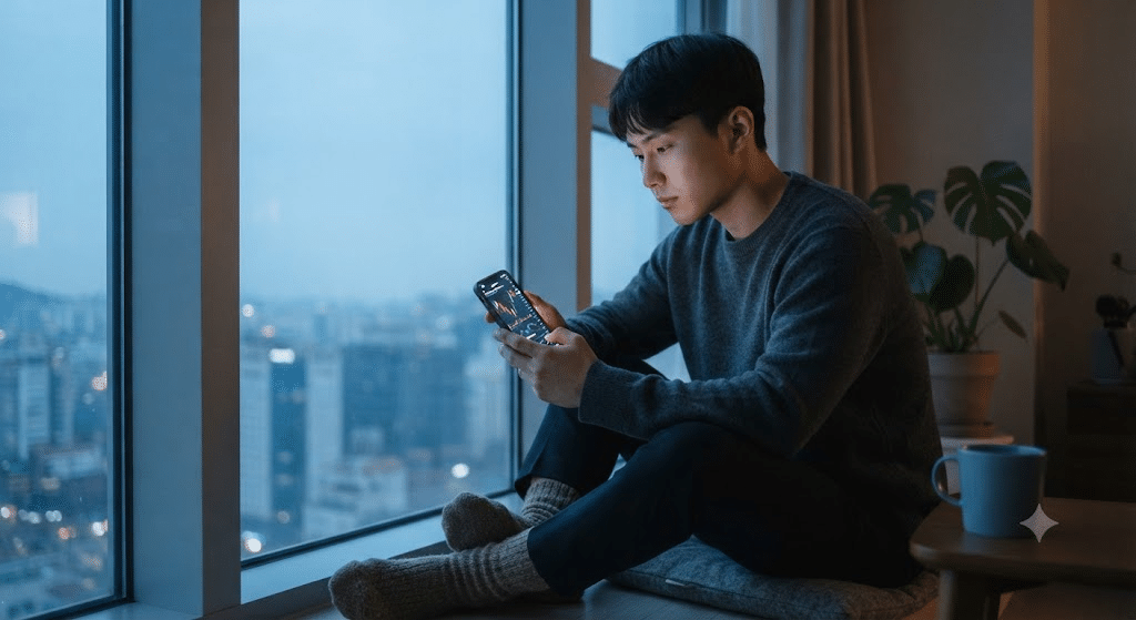 새벽에 FOMC 결과와 증시 흐름을 확인하는 투자자
