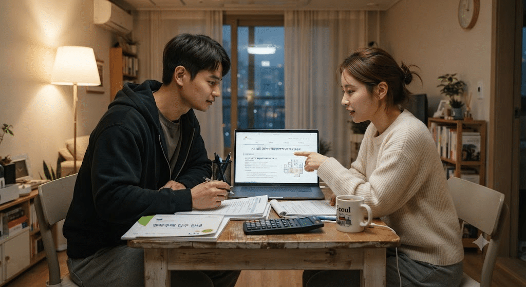 LH임대주택 입주자 모집공고를 확인하는 신혼부부