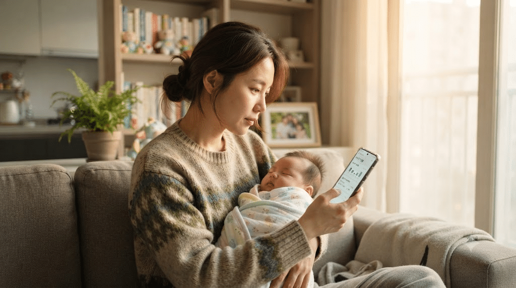 육아휴직 기간이 연차 발생 기준에서 출근으로 인정되는지 확인하는 모습