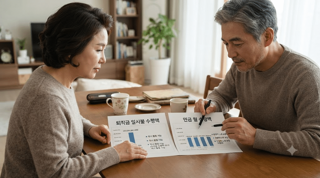 퇴직연금 수령방법별 세금 차이를 비교하는 부부