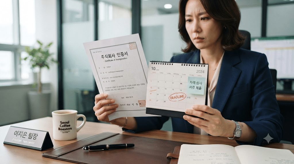 중소기업확인서 유효기간을 달력으로 확인하는 모습